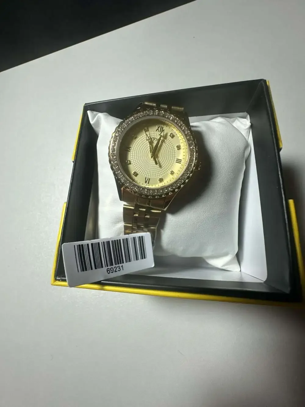 Invicta Gold-Tone Crystal Bezel Dial Watch with Box